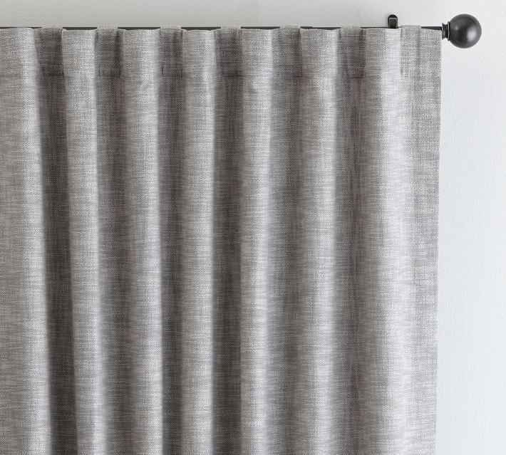 Seaton Textured Cotton Rod Pocket Curtain - Gray | Pottery Barn (US)
