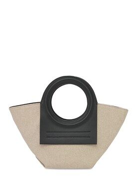 Hereu - Cala mini canvas top handle bag - Beige/Black | Luisaviaroma | Luisaviaroma
