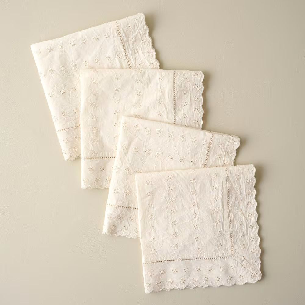 Antique White Eyelet Napkin Set of Four | Magnolia