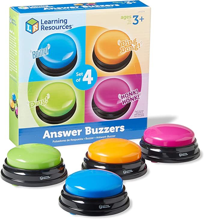 Learning Resources Answer Buzzers - Set of 4, Ages 3+, Assorted Colored Buzzers, Game Show Buzzer... | Amazon (US)