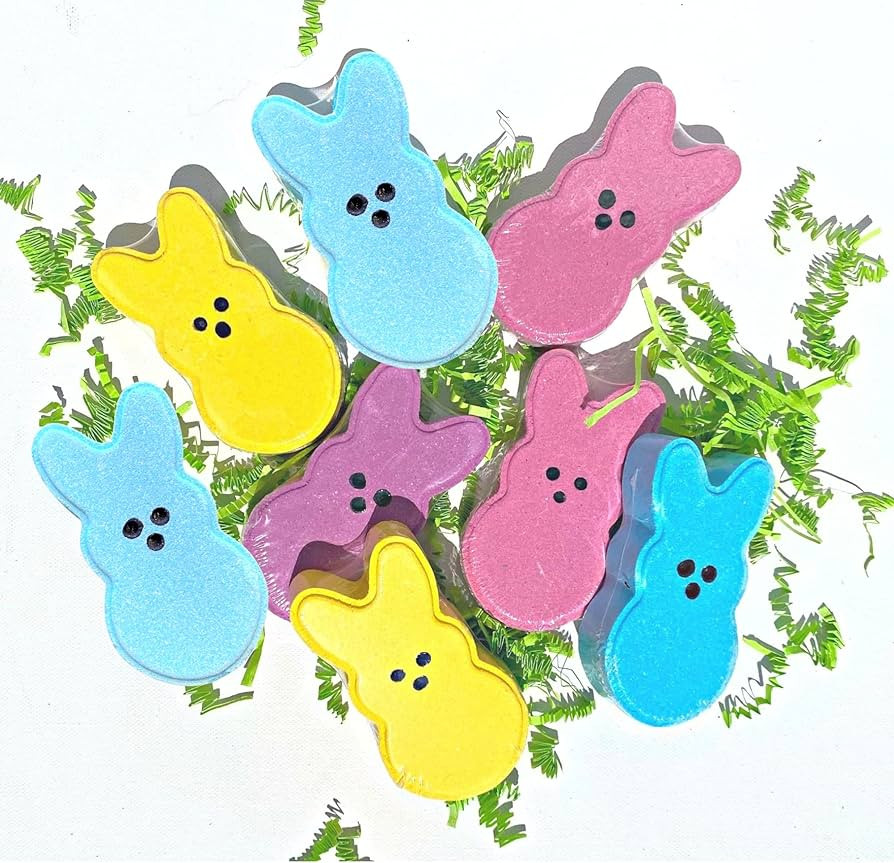 Easter Bunny Marshmallow Shaped Bath Bombs | 8pk | 3.7x2” inches | Multi Color | Pink, Blue, Ye... | Amazon (US)