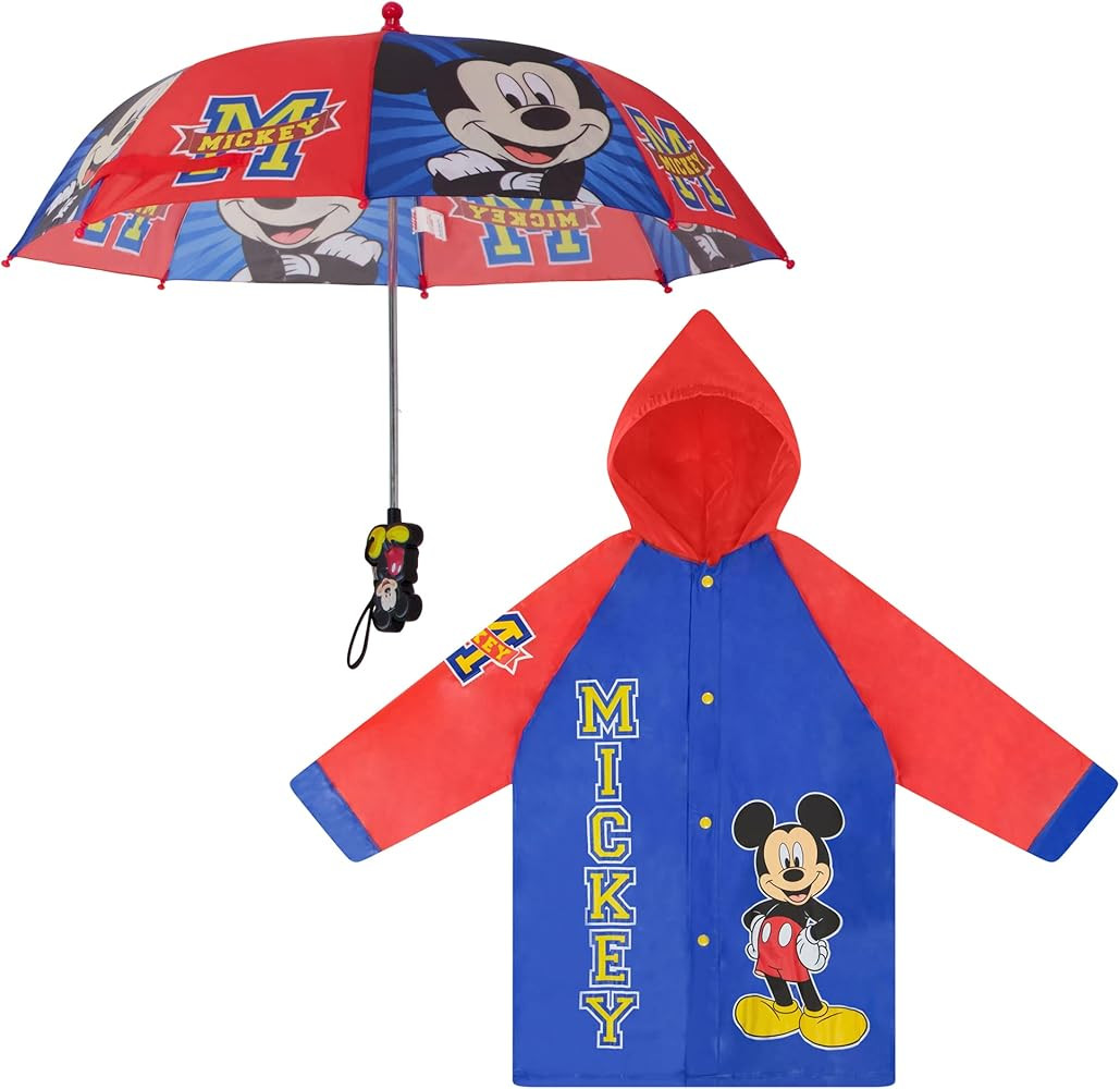 Disney boys Umbrella and Poncho Raincoat Set, Mickey Mouse Kids Rain Wear for Toddler 2-3 Or Kids... | Amazon (US)
