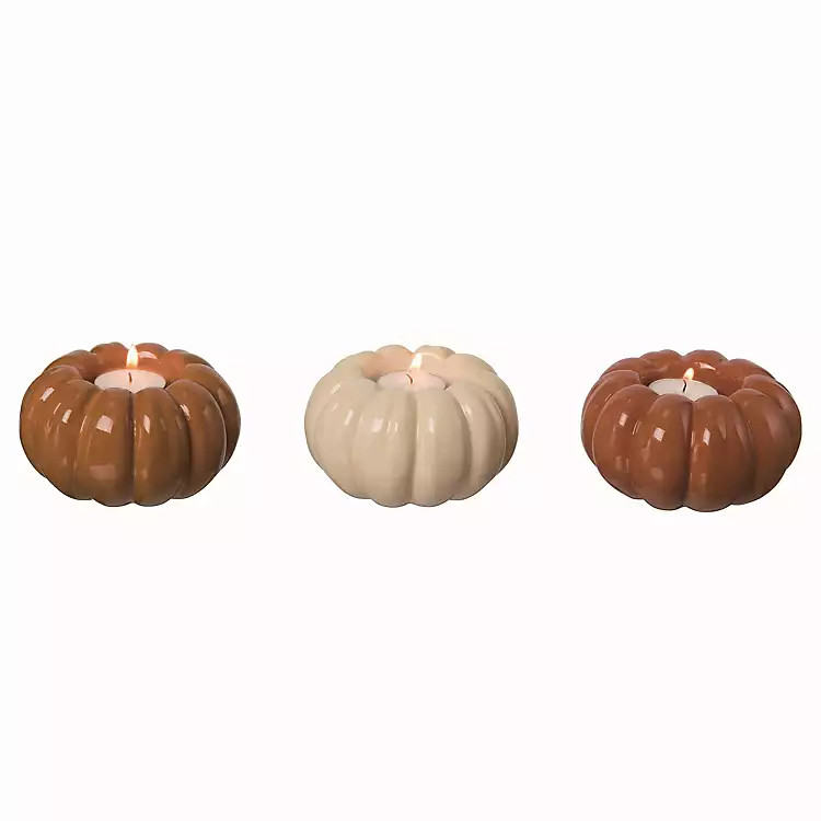 Harvest Pumpkins 3-pc. Candle Holder Set | Kirkland's Home