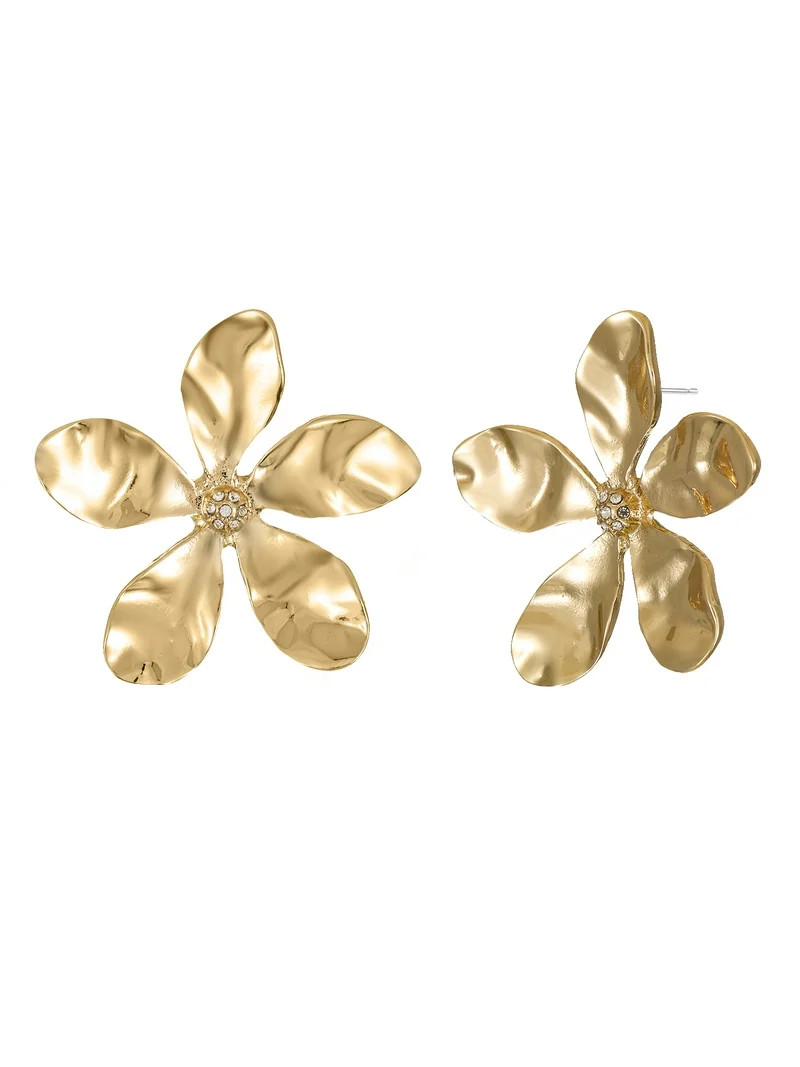 Time and Tru Goldtone Floral Motif Earrings, 1 Pair | Walmart (US)
