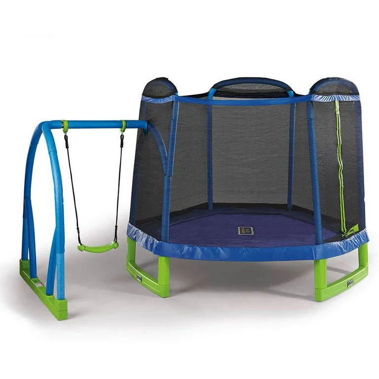 Bounce Pro My First Jump 7' Trampoline and Swing, Blue/Green | Walmart (US)