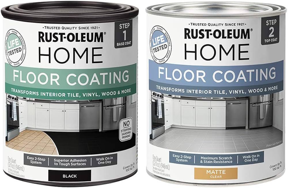 Rust-Oleum 367597 Home Interior Floor Coating Kit, Matte Black, 1 Quarts (Pack of 2) | Amazon (US)