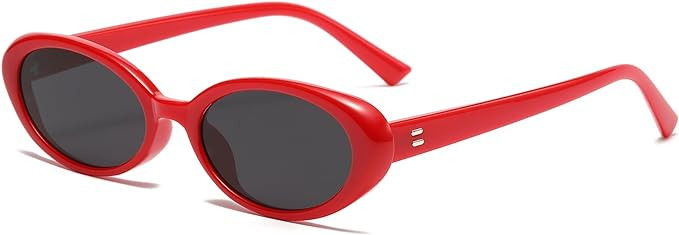 Retro Oval Sunglasses for Women Men Fashion Small Oval Sunglasses 90s Vintage Shades | Amazon (US)