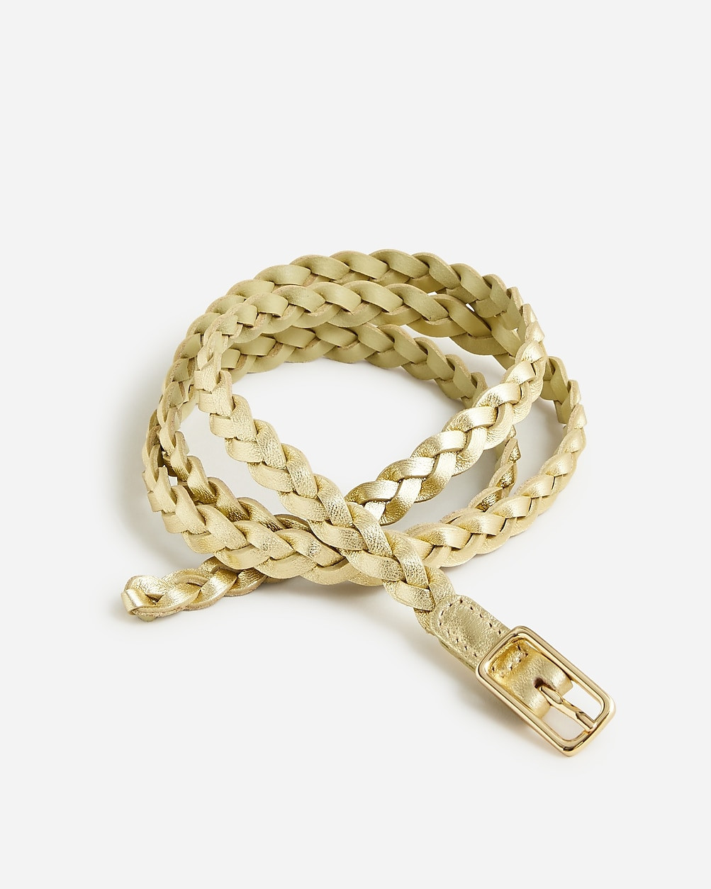 Skinny braided belt in Italian metallic leather | J. Crew US