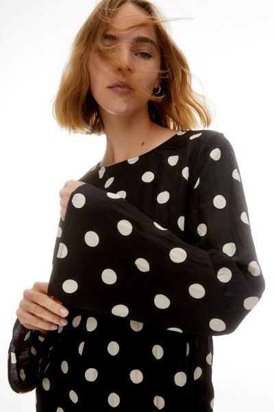 Abito goffrato - Nero/pois - DONNA | H&M IT | H&M (FR, IT, ES, PT, BE)