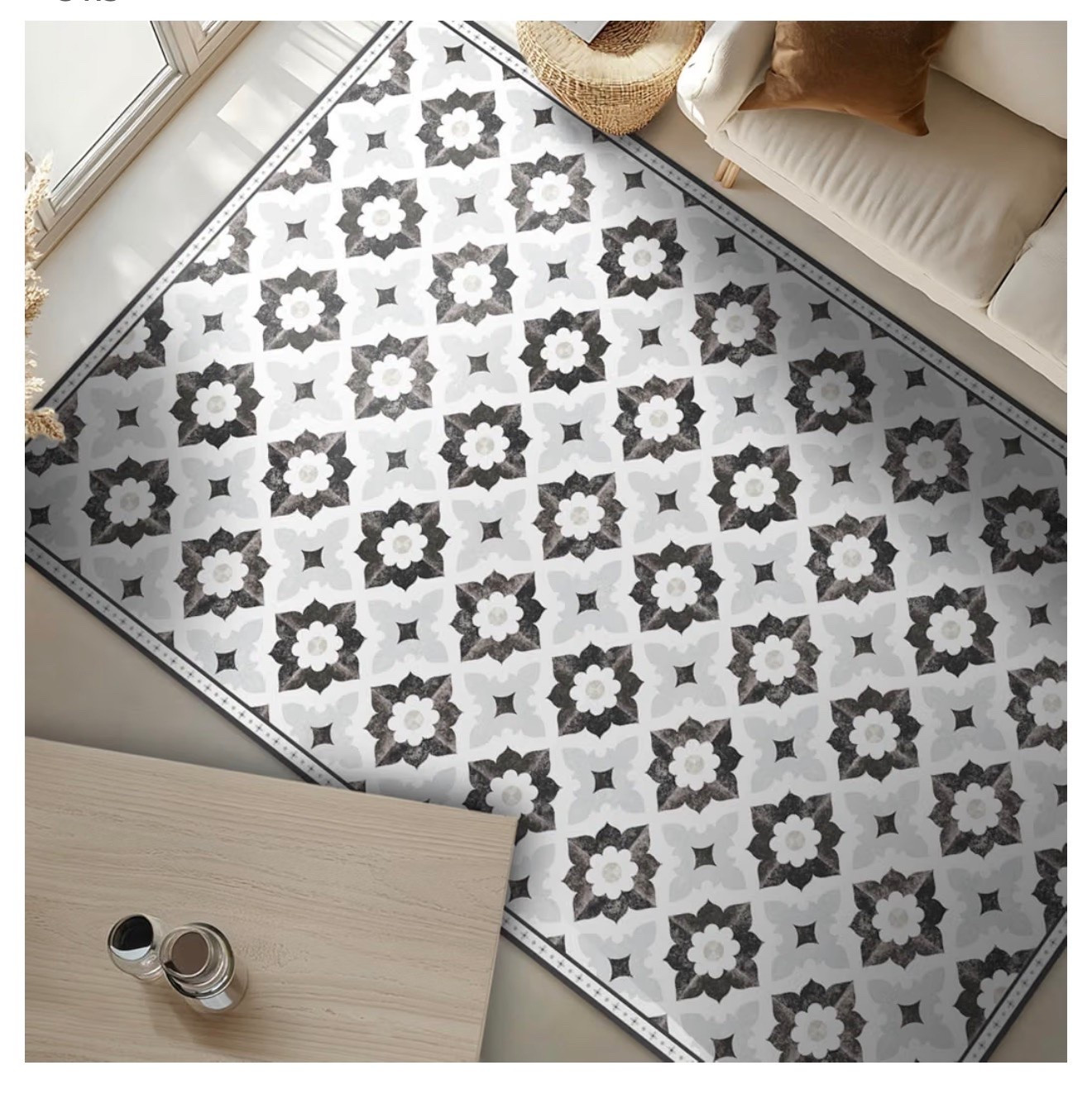 Vinyl Floor Mat 3'x5' - White Grey Geometric Floral - Waterproof Non-Slip Kitchen Rug - Hard Floor Safe - Eco-Friendly Flat Weave - 3'x5'

#LTKHome #LTKmomlife #LTKActive