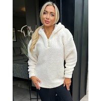 AX Paris 1/2 Zip Long Sleeve Fleece Top - White, White, Size S-M, Women | Very (UK)