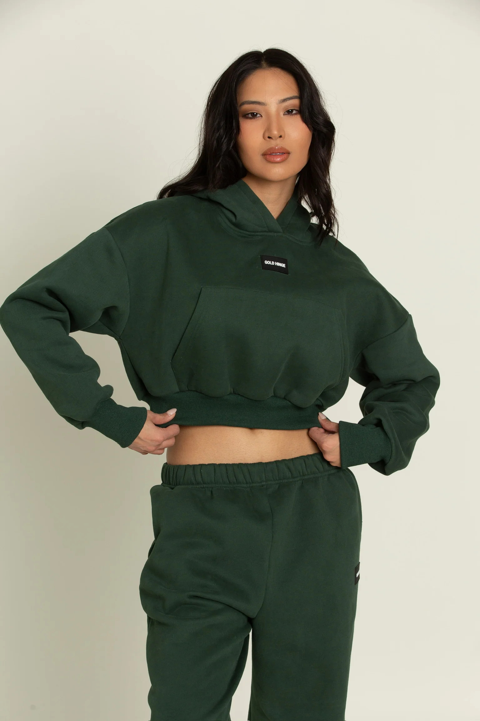 Hunter Green GH Cropped Hoodie | Gold Hinge