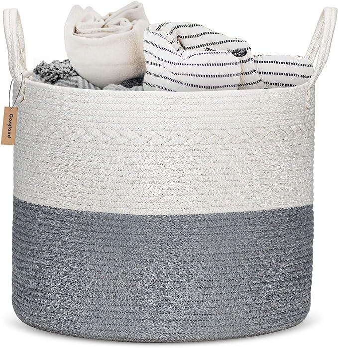 COSYLAND Extra Large Woven Storage Basket 17"x 17"x15" Cotton Rope Organizer Baby Laundry Baskets... | Amazon (US)