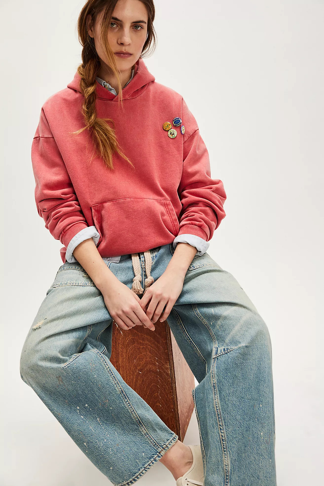 Found Faded Red Multi-Patch Hoodie | Free People (Global - UK&FR Excluded)