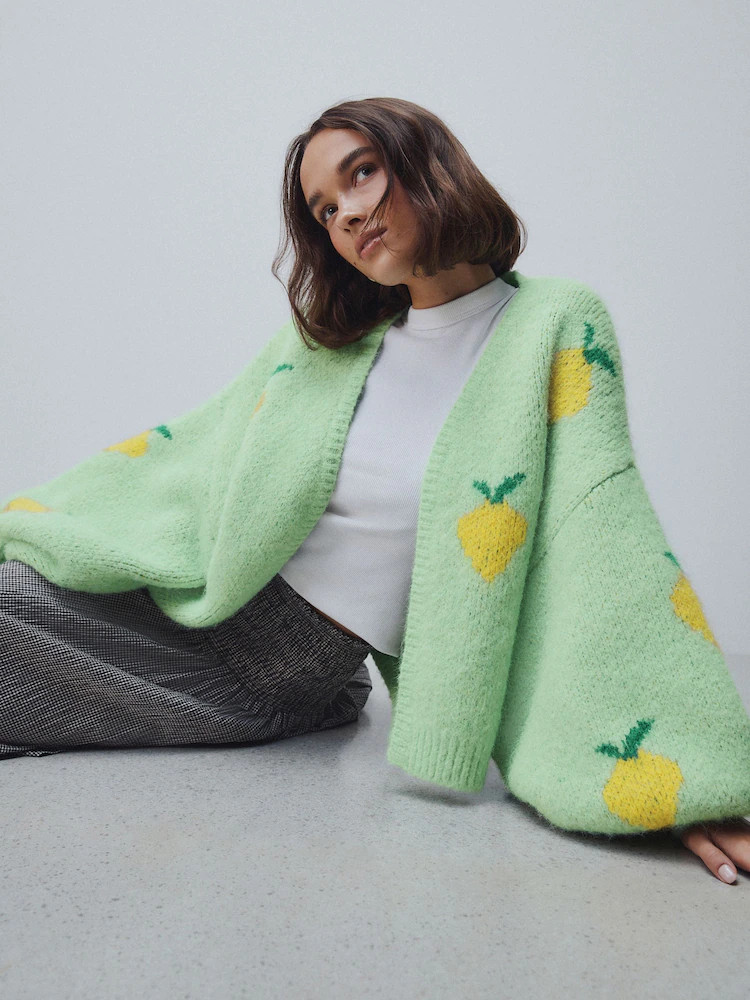 Green Lemon Pattern Knitted Cardigan | Next US