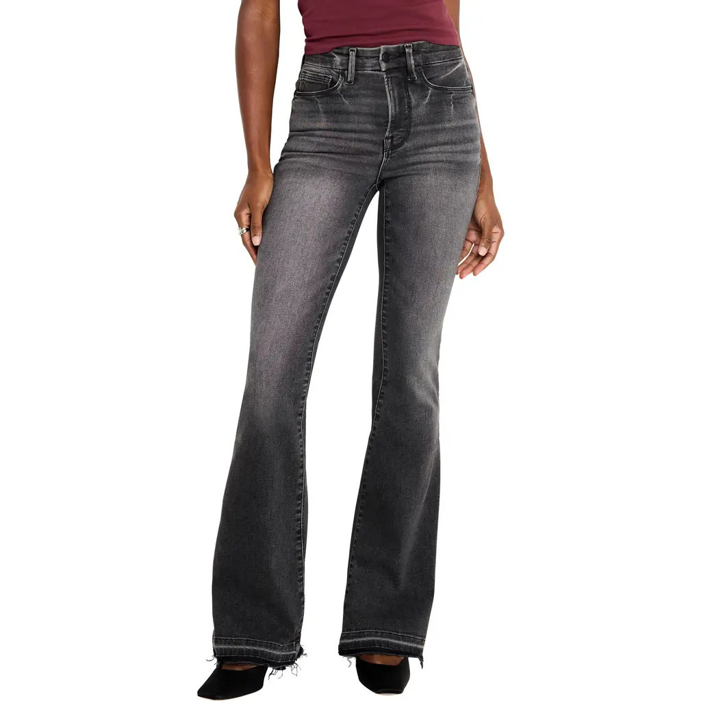 Good American Good Releasr Hem Flare Jeans in Black338 at Nordstrom Rack, Size 22 | Nordstrom Rack