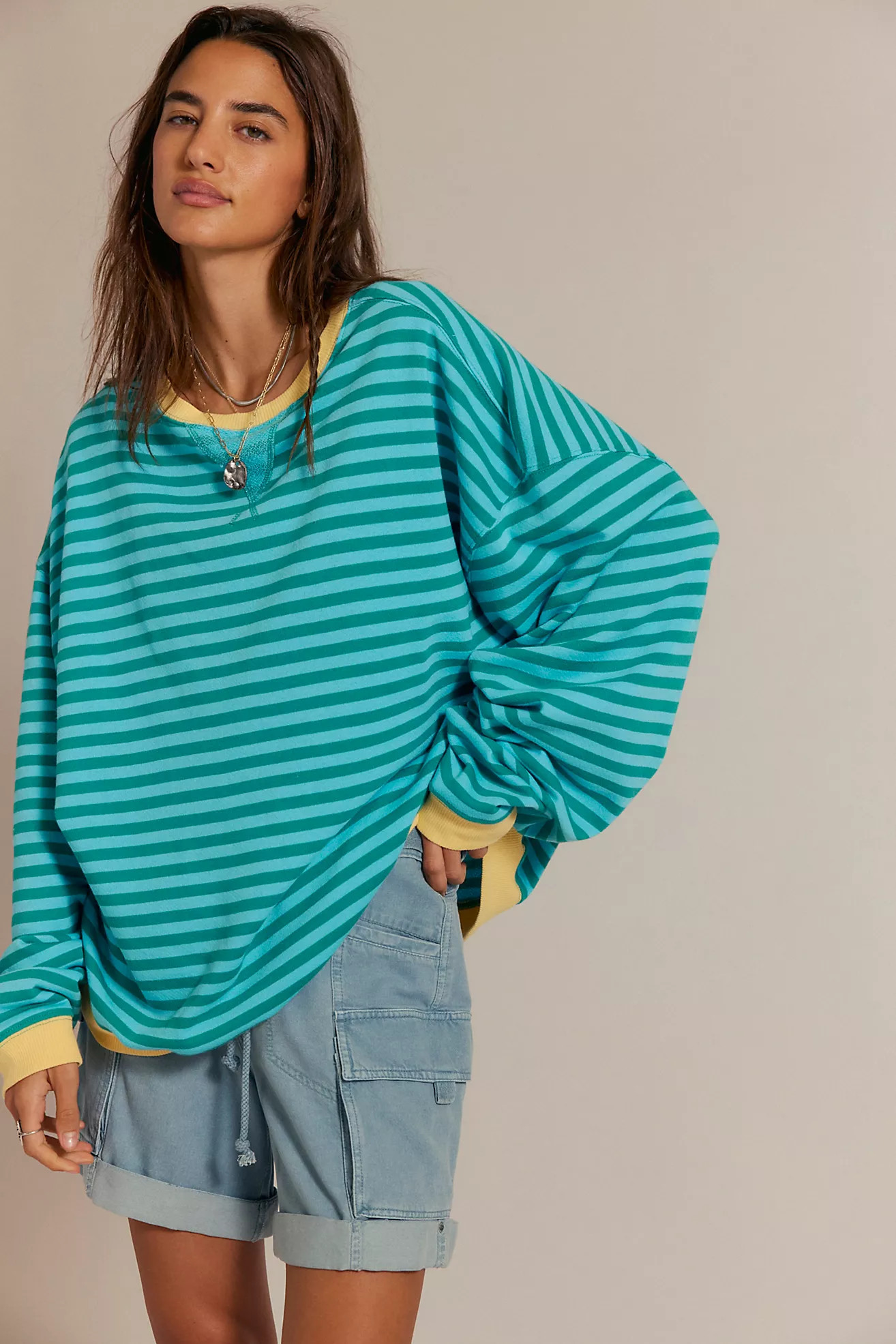 Classic Striped Oversized Crewneck | Free People (Global - UK&FR Excluded)