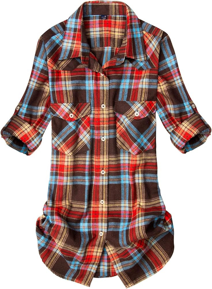 Alimens & Gentle Womens Flannel Shirt Long Sleeve Plaid Shacket Soft Casual Collared Loose Button... | Amazon (US)