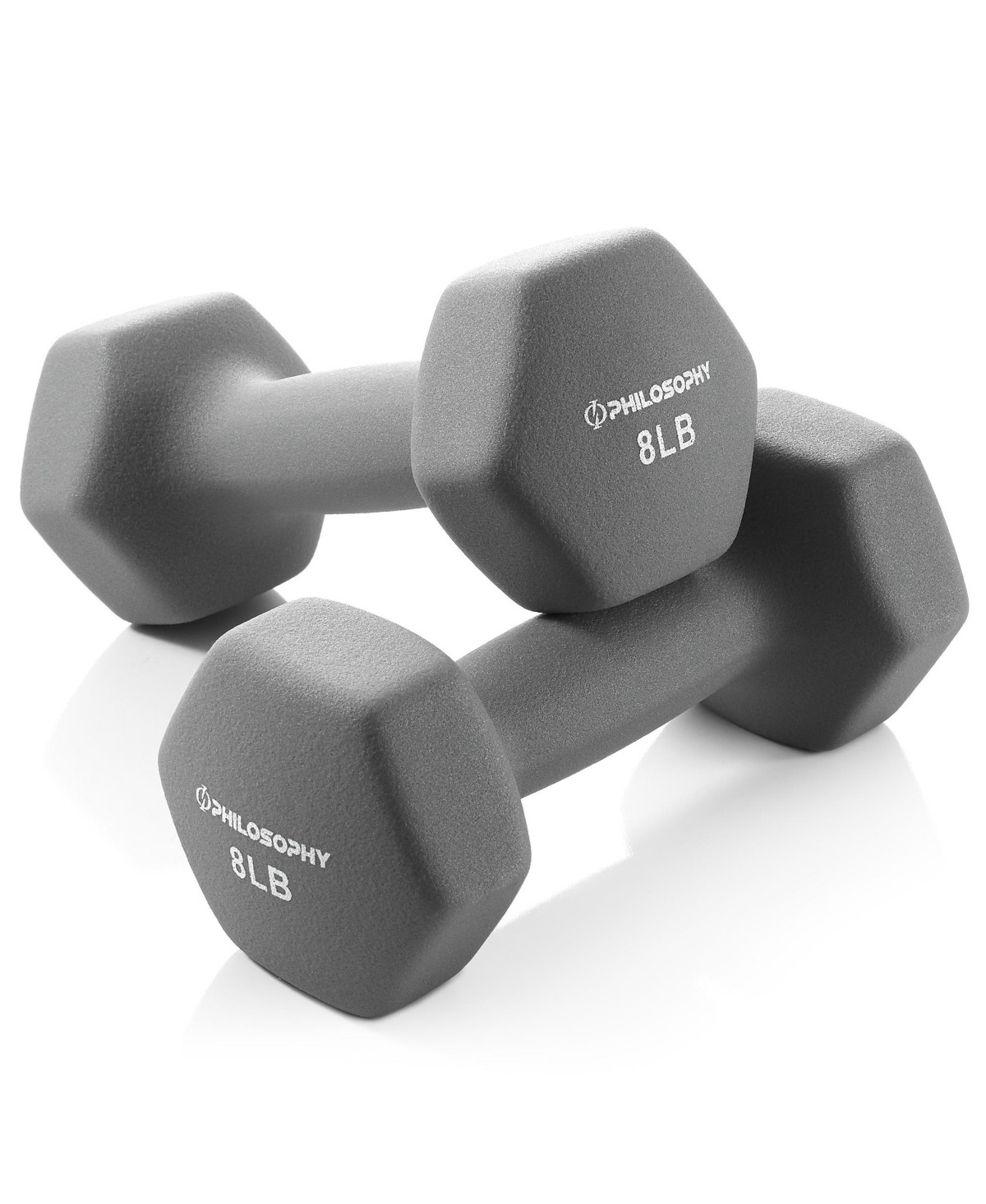 Philosophy Gym Neoprene Dumbbell Hexagon Hand Weights, 8 lb Pair - 16 lb Total - Grey | Macy's
