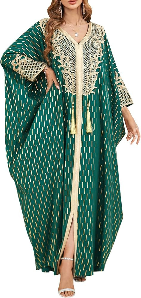 ODIZLI Muslim Abaya for Women Long Dresses Dubai Pendant Bat Sleeves Turkey African Caftan Vest | Amazon (US)