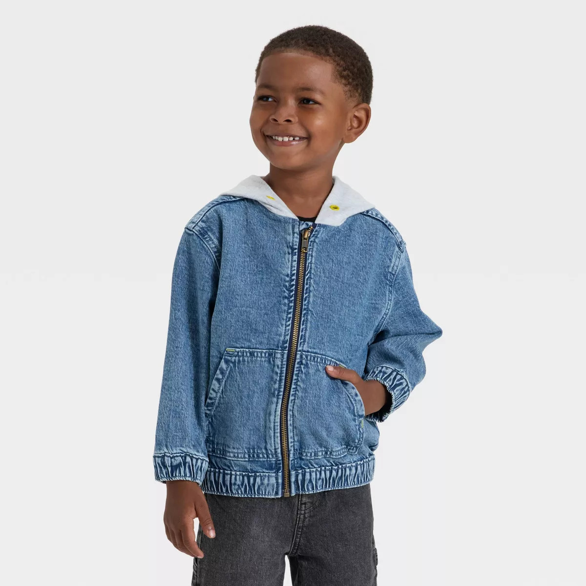 Toddler Boys' Denim Hooded Jacket - Cat & Jack™ Medium Wash 18M | Target