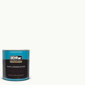 BEHR PREMIUM PLUS 1 Qt. Ultra Pure White Satin Enamel Exterior Paint-905004 - The Home Depot | The Home Depot