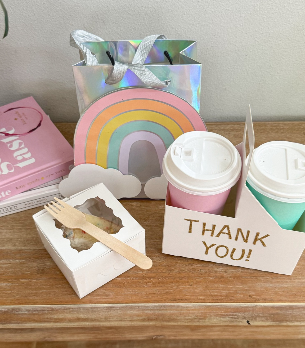 Coffee and cake to-go party favor (adults!) and summer outdoor accessories for the kids. Same rainbow party favor bag - 2 ways

#LTKKids #LTKParties
