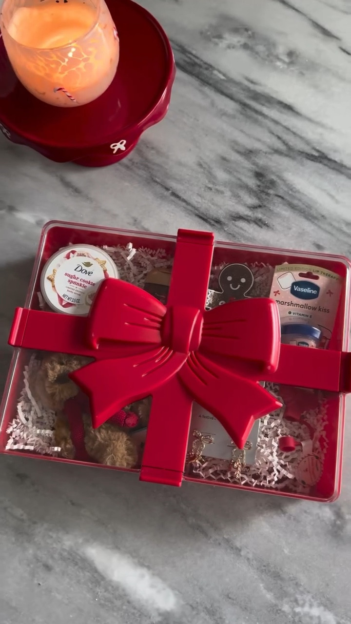 Found this adorable $10 gift box and added some favorites!🎁✨ They come in different colors.

