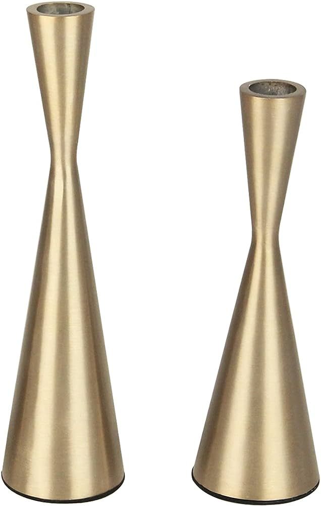 Vixdonos Brass Gold Metal Candle Holders Taper Candlestick Holders Set of 2 Table Decorative Cand... | Amazon (US)