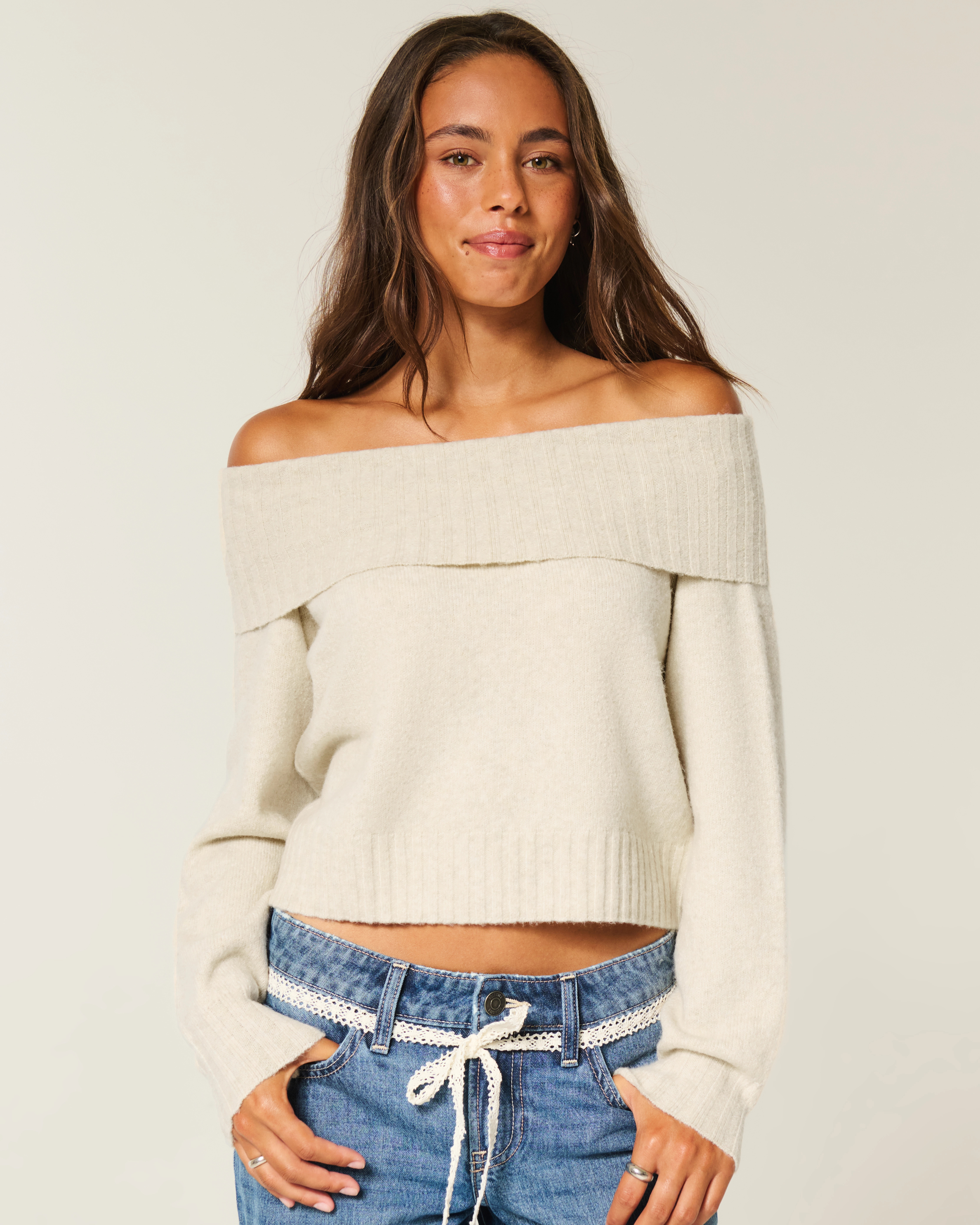 Hollister Comfy Cloud Foldover Off-the-Shoulder Sweater | Hollister (US)