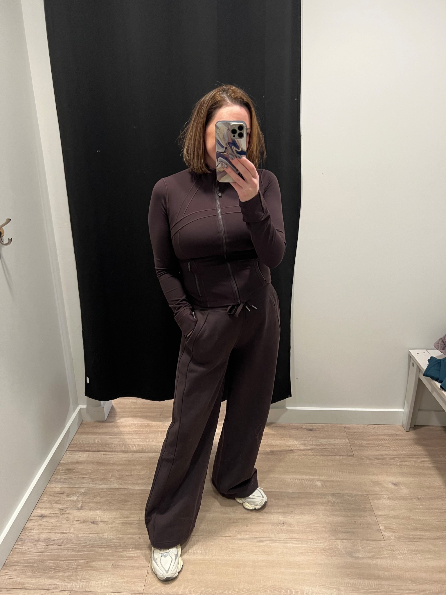 All brown monochromatic look in lululemon sequoia! Wearing a size 10 in the cropped define jacket and large in the scuba wide leg bottoms. 

#LTKActive #LTKootd #LTKMidsize