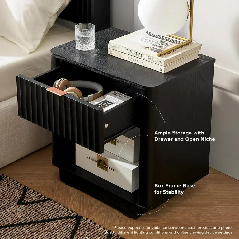 mopio Brooklyn Black Night Stand, Modern Farmhouse Nightstand, Small Side Table, Bedside Table wi... | Walmart (US)