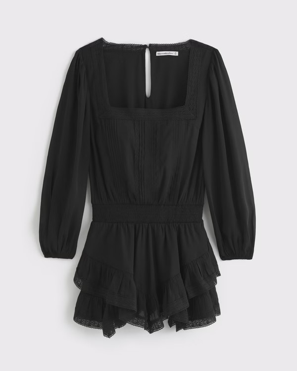 Long-Sleeve Ruffle Easy Waist Skort | Abercrombie & Fitch (US)