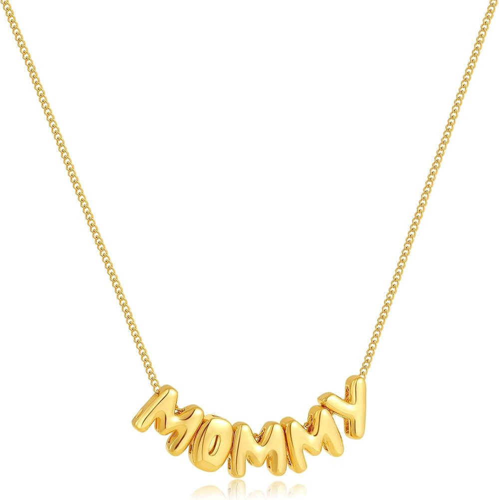 Mama Necklace New Plated Gold Bubble 3D Letter Necklaces for Mommy Woman,Mother’s Day Gift Jewe... | Amazon (US)