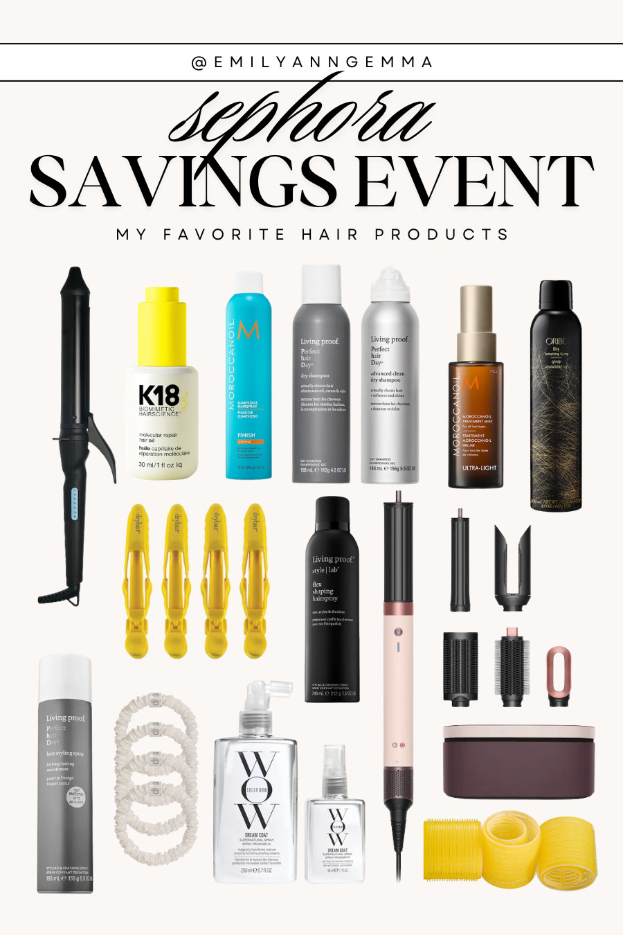 Sephora Sale Hair Products!! These are my holy grail hair products for up to 20% off with code EVERYTHING! Sephora Sale, Sephora Savings Event, Hair products, Curling iron, Bio Ionic, Heat protectant spray, dry texturizing spray, Living proof, Oribe, Moroccanoil, K18, Emily Ann Gemma 

 #LTKSaleAlert #LTKFindsUnder50 #LTKBeauty
