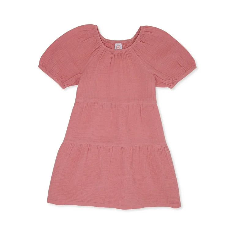 Wonder Nation Girls Tiered Cotton Gauze Dress, Sizes 4-18 and Plus | Walmart (US)