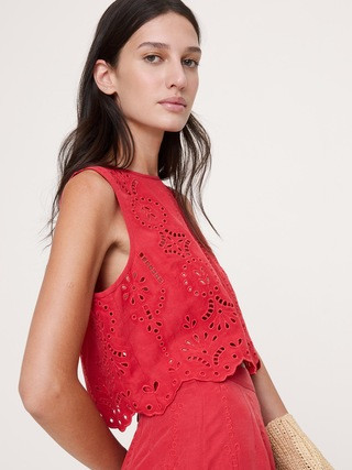 Tencel™-Linen Eyelet Tank | Banana Republic (US)