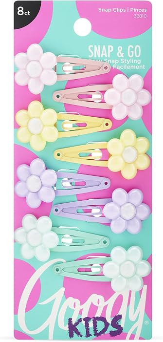 Goody Kids Mini Epoxy Contour Snap Clips - 8 Count, Daisy Charm - Just Snap Into Place - Suitable... | Amazon (US)