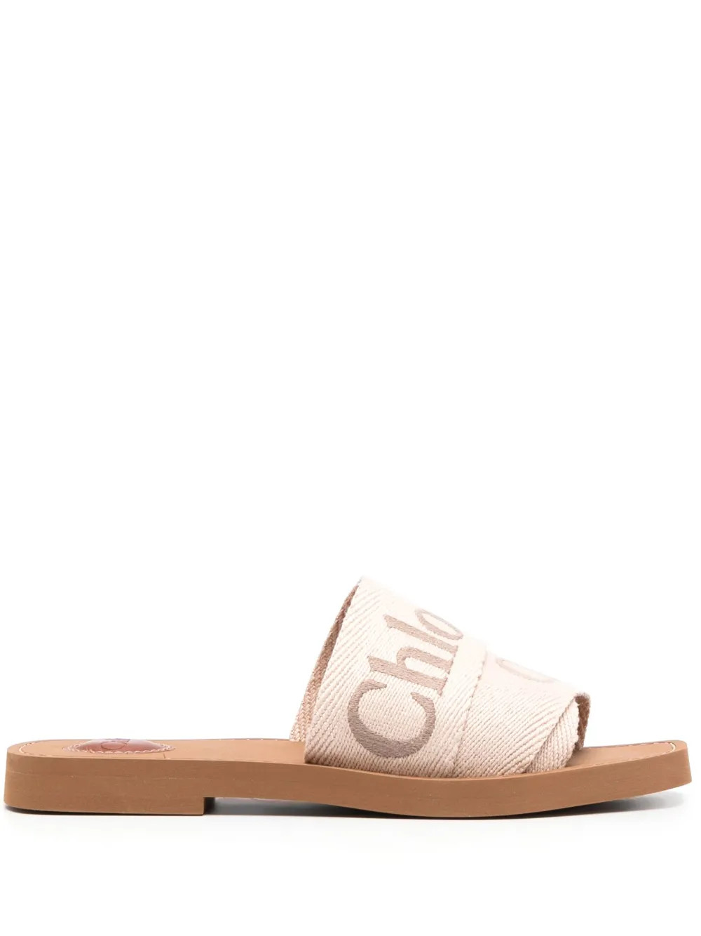 Chlo\u00e9 Woody logo-print Sandals | Neutrals | FARFETCH | Farfetch Global