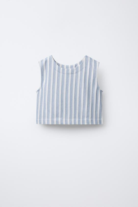BOW TRIM STRIPED TOP | Zara US