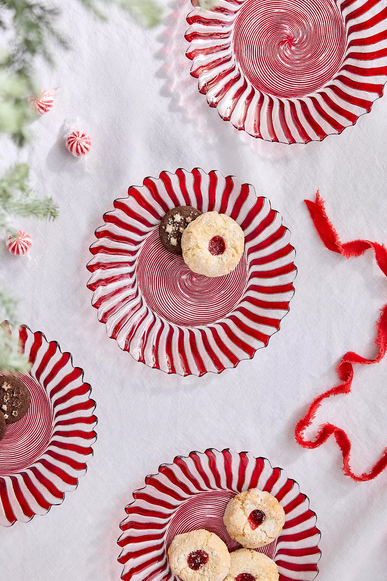 Candy Cane Glass Side Plates, Set of 4 | Anthropologie (US)