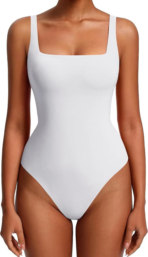 Avidlove Womens Sexy Square Neck Bodysuits Backless Double Lined Tank Tops Thong Body Suits Going... | Amazon (US)