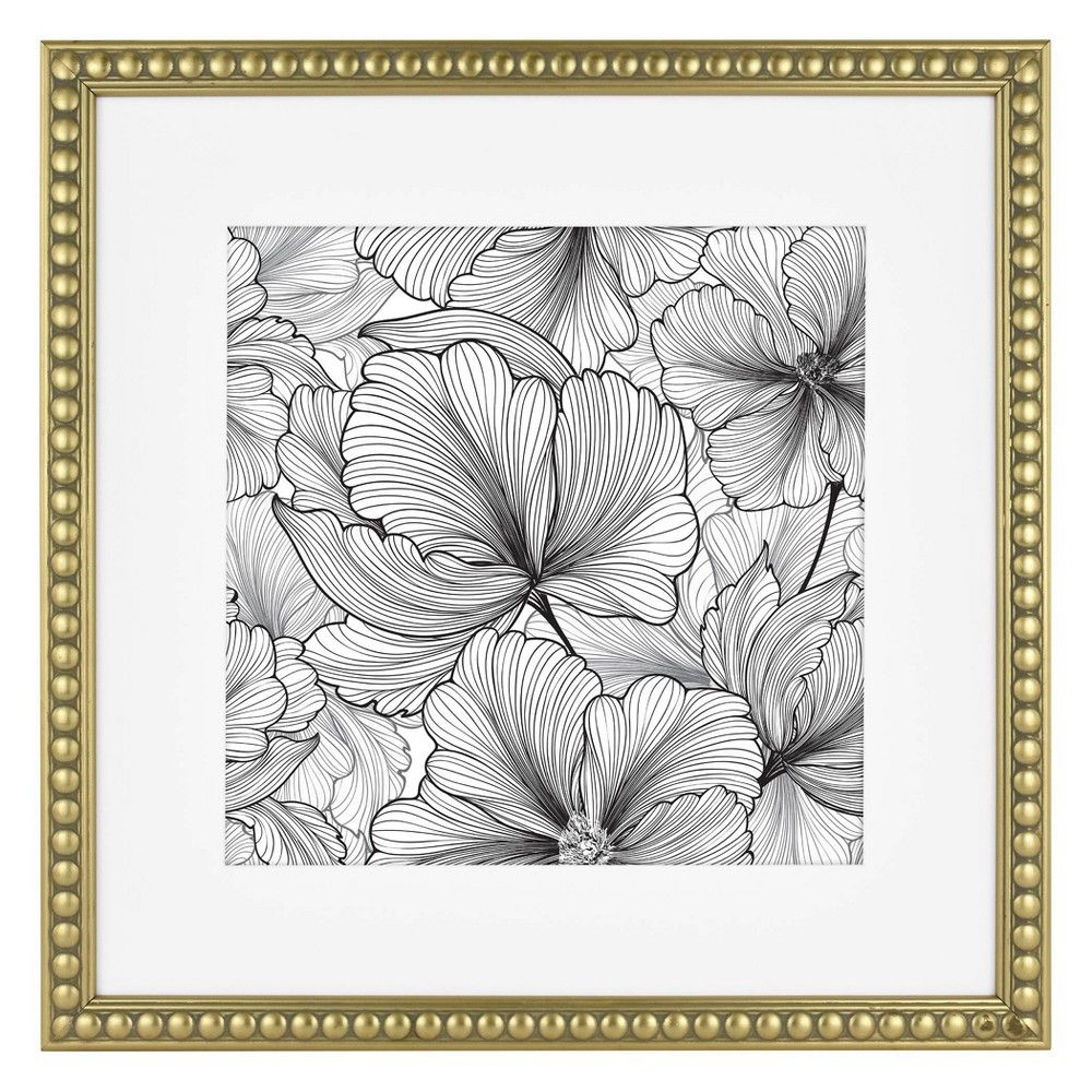 11"" x 11"" Matted to 8"" x 8"" Beaded Frame Antique Brass - Opalhouse | Target