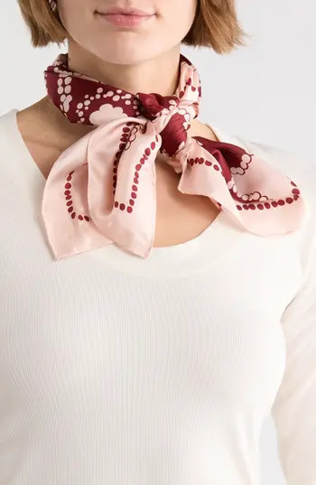 Kate Spade New York Pop Flower Silk Square Scarf in Pink/Red at Nordstrom Rack | Nordstrom Rack