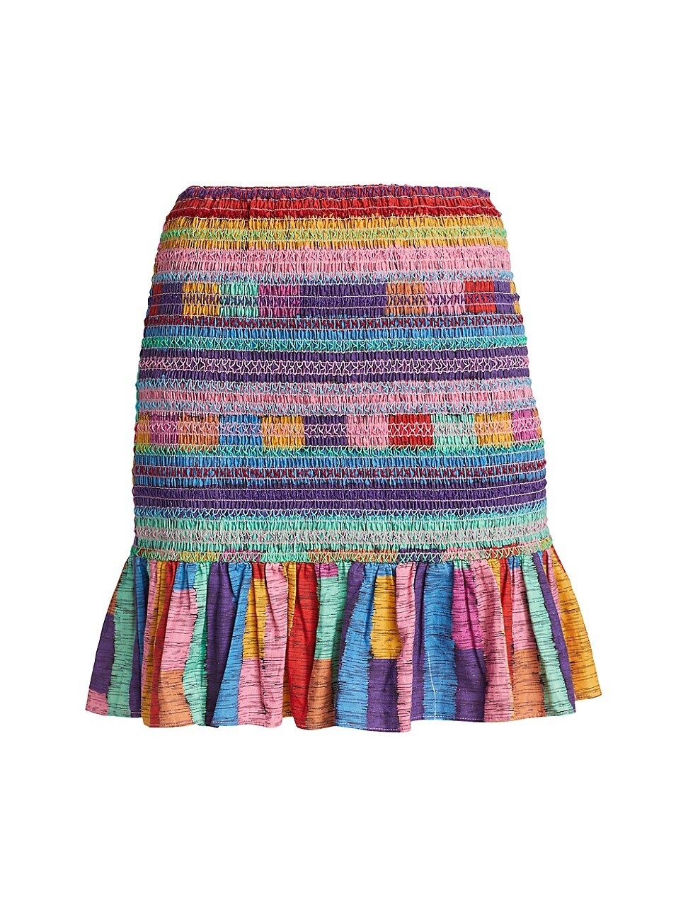 Farm Rio Women's Embroidered Stripe Mini Skirt - Size Large | Saks Fifth Avenue