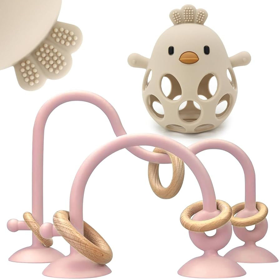 Baby High Chair Suction Toys Teething Chew - Baby Table Toys, Baby Teething Toys Silicone Teether... | Amazon (US)
