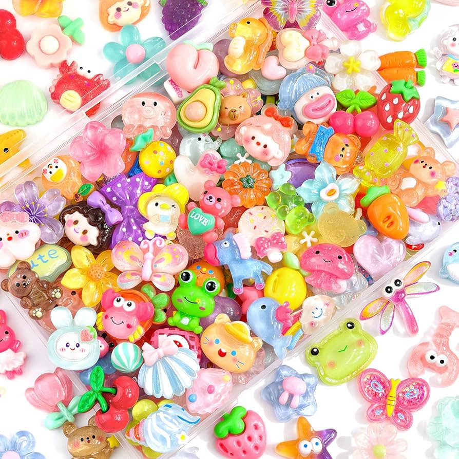 TINKRSTUFF 100PCS Slime Charms Cute Jelly Flatback Resin Charms For Slime, Random Kawaii Decoden ... | Amazon (US)