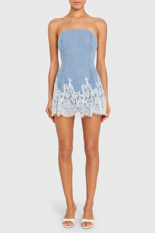 Amanda Uprichard Romilly Skort Romper in Sky Wash - Size XL | Amanda Uprichard
