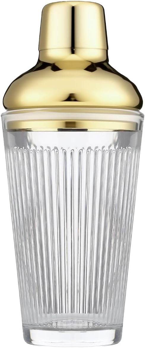 Glass Cocktail Shaker, Martini Shaker with Strainer for Bars, Whiskey, Cocktails 17oz (Gold) | Amazon (US)
