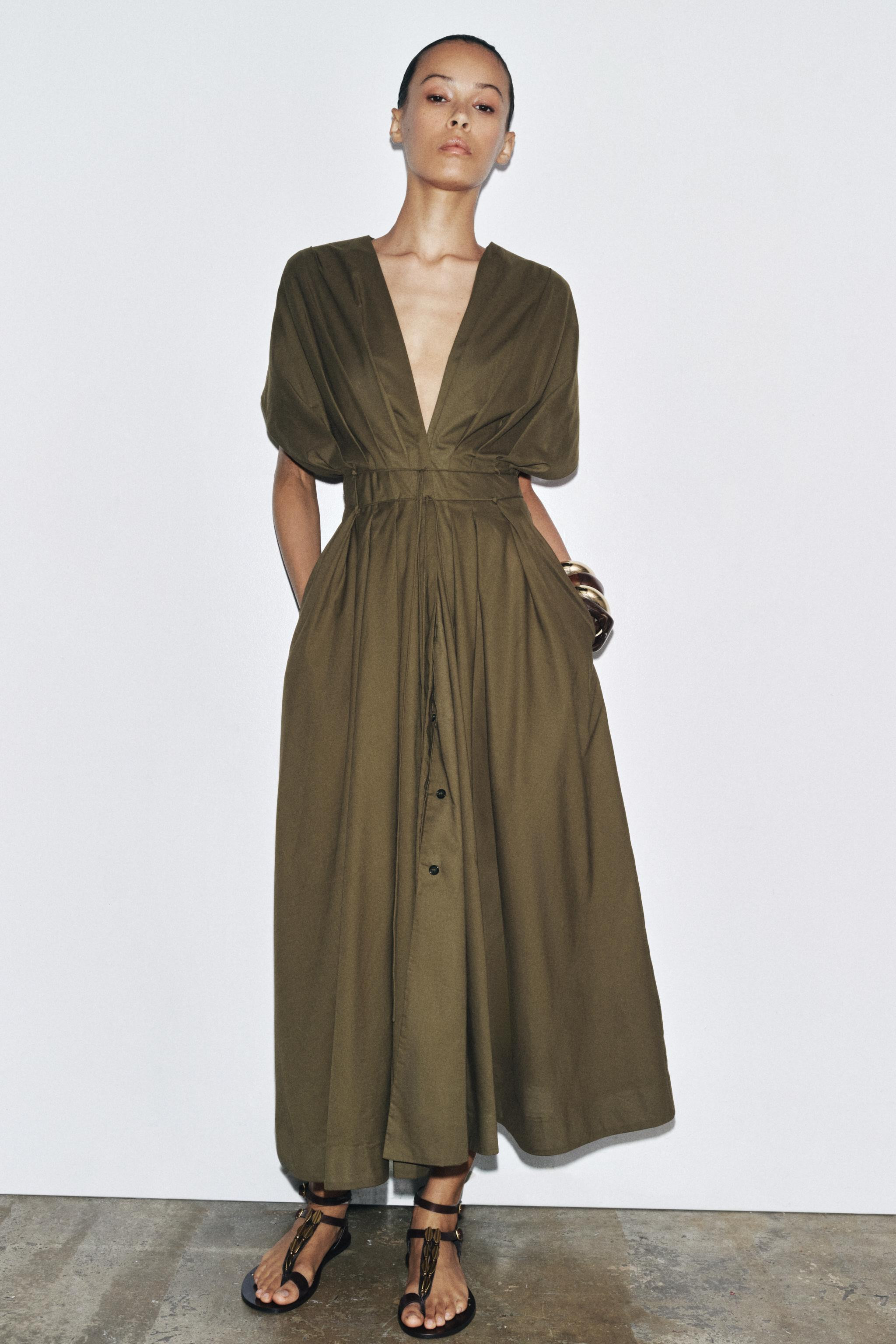 ZW COLLECTION PLEATED MIDI DRESS | Zara US
